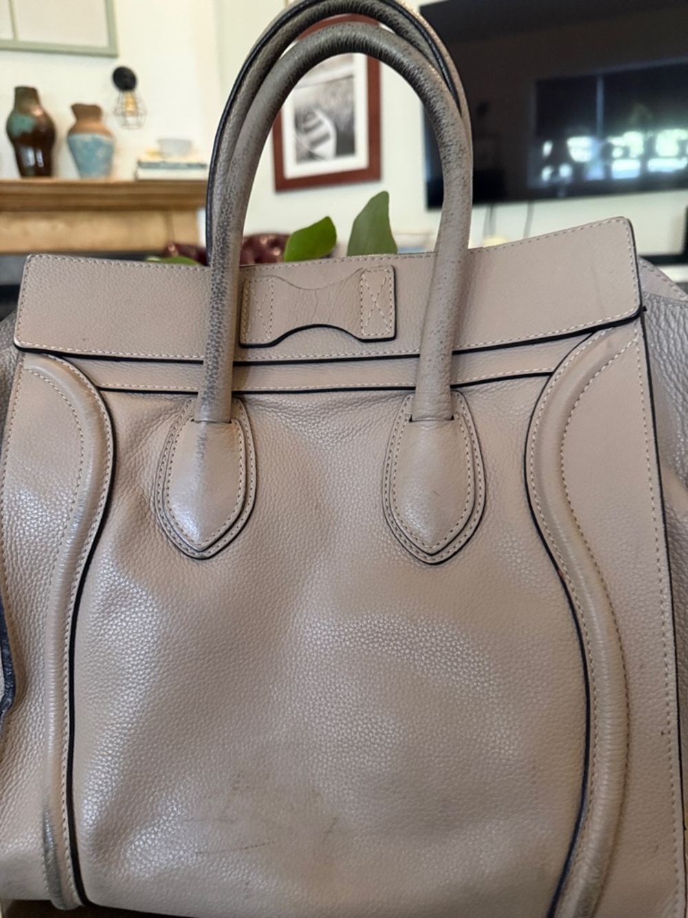Celine Taupe Leather Mini Luggage Tote Shoulder Bag - Picture 5 of 5